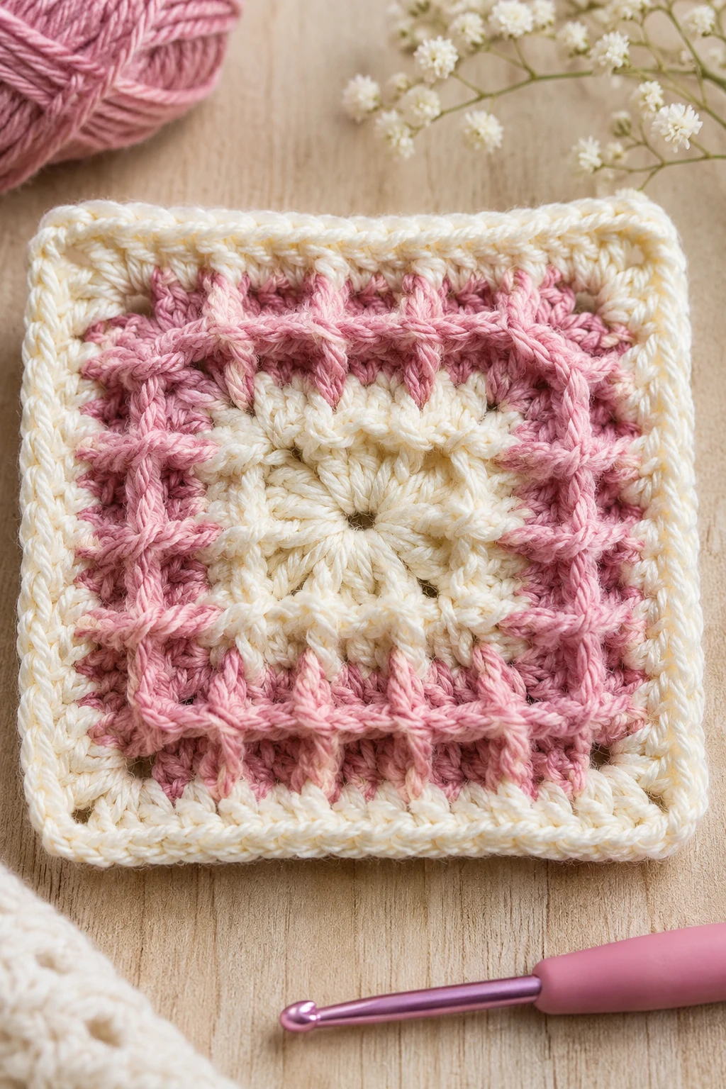 The Textured Waffle Granny Square — easy granny square crochet pattern