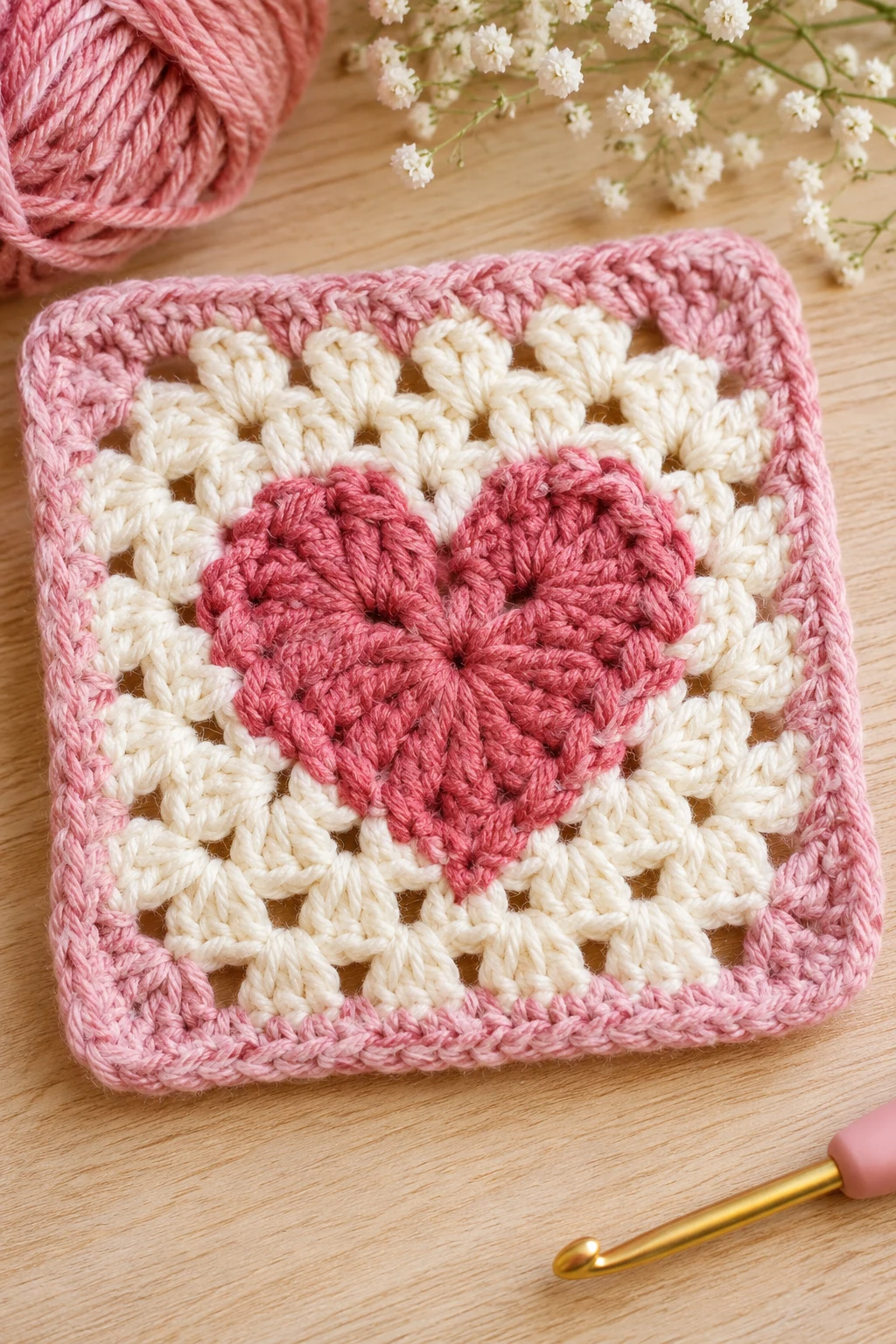 The Romantic Heart Granny Square — easy granny square crochet pattern