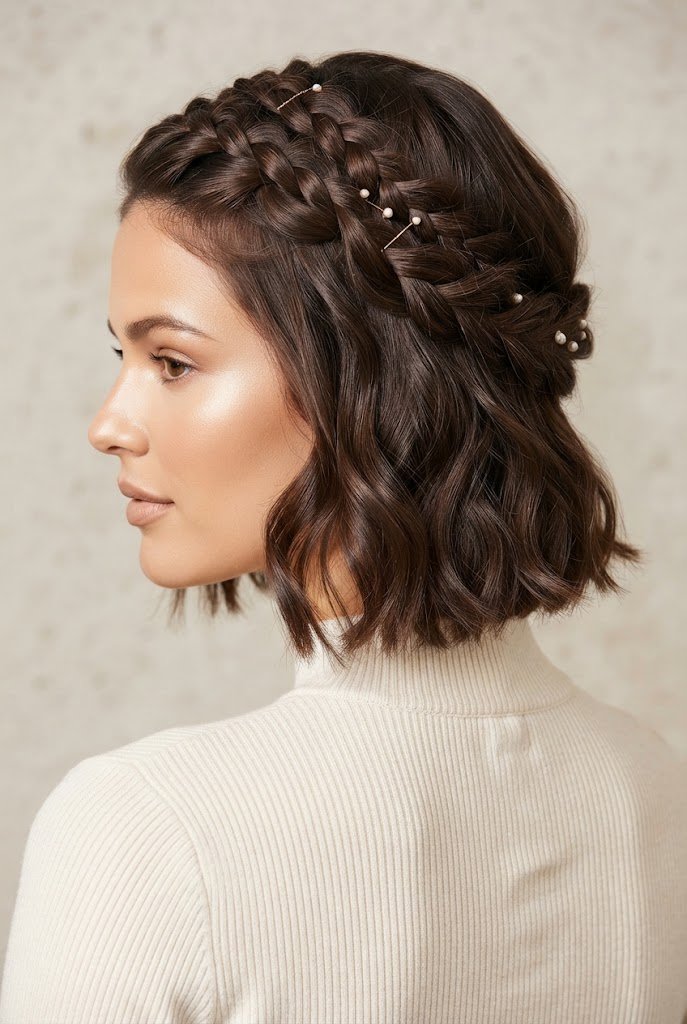 The Double-Braided Crown — easy short hairstyles style outfit
