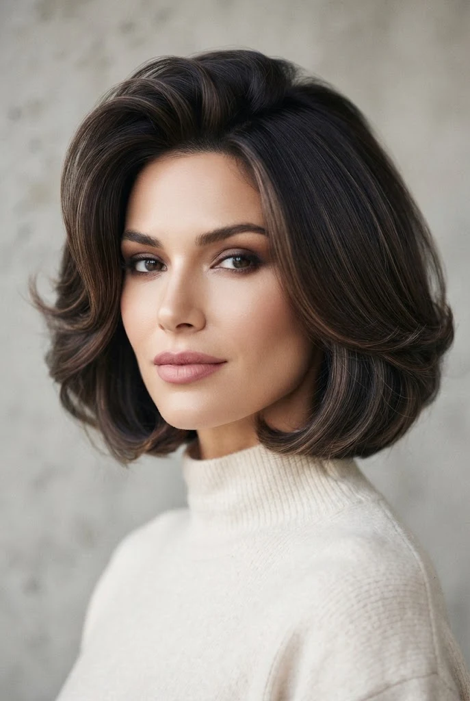The Voluminous Blowout Bob — easy short hairstyles style outfit
