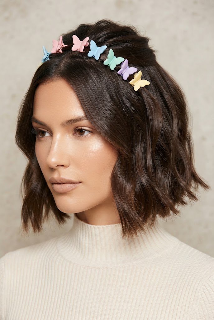 The Butterfly Clip Half-Up — easy short hairstyles style outfit
