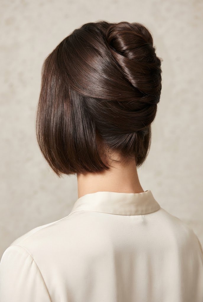 The Upside-Down French Roll Tuck — easy short hairstyles style outfit
