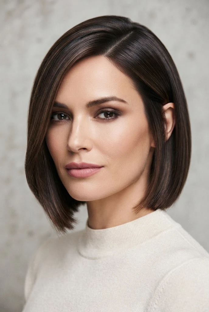 The Polished Side-Parted Bob — easy short hairstyles style outfit