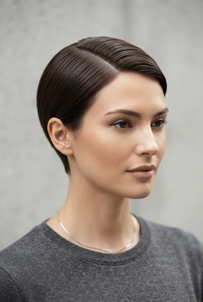 The Sleek sophisticated Pixie — easy short hairstyles style outfit