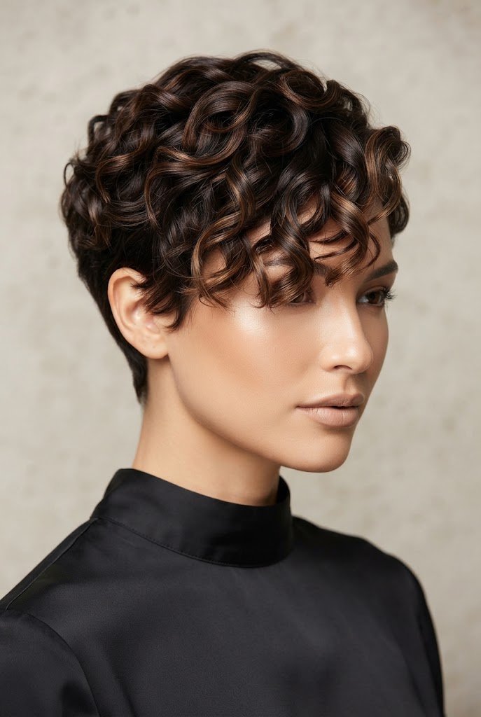 The Curly Defined Pixie — easy short hairstyles style outfit
