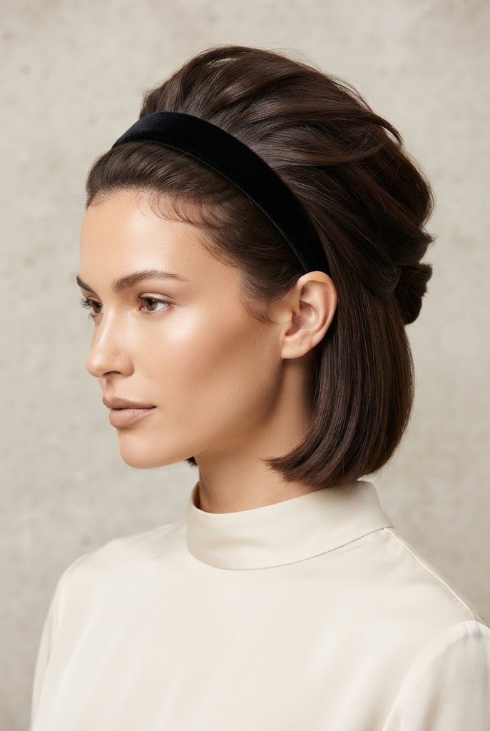 The Headband-Assisted Faux-Back — easy short hairstyles style outfit