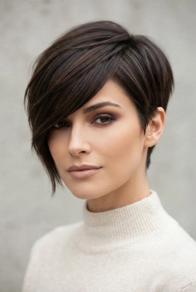 The Side-Swept Asymmetric Crop — easy short hairstyles style outfit