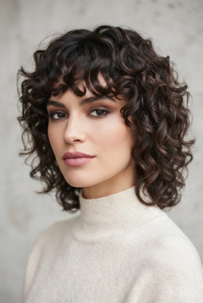 The Soft Curly Shag — easy short hairstyles style outfit