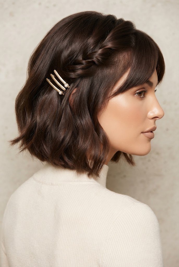The Twisted Side-Swept Pin-Back — easy short hairstyles style outfit