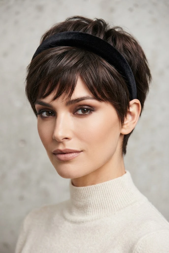 The Headband-Adorned Crop — easy short hairstyles style outfit