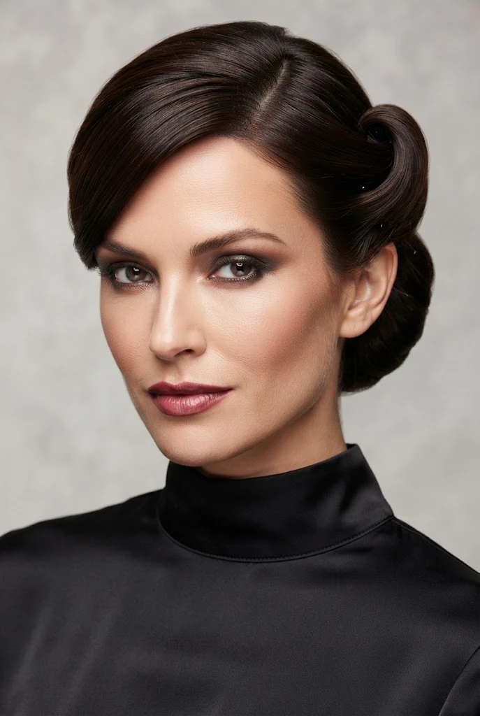The Side-Swept Pinned Roll — easy updos for short hair style outfit