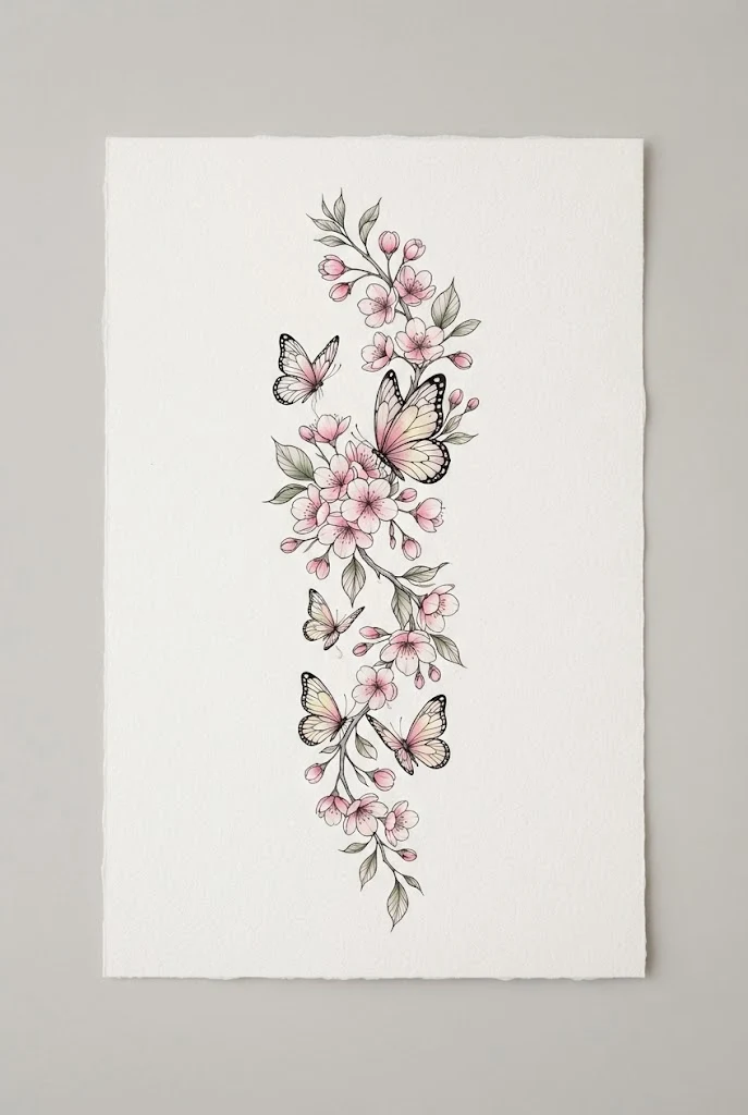 Cherry Blossom Forearm Wrap — flower and butterfly tattoo sleeve style outfit