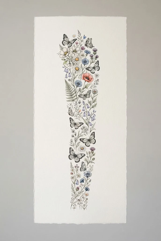 Wildflower Meadow Full Extension — flower and butterfly tattoo sleeve style outfit