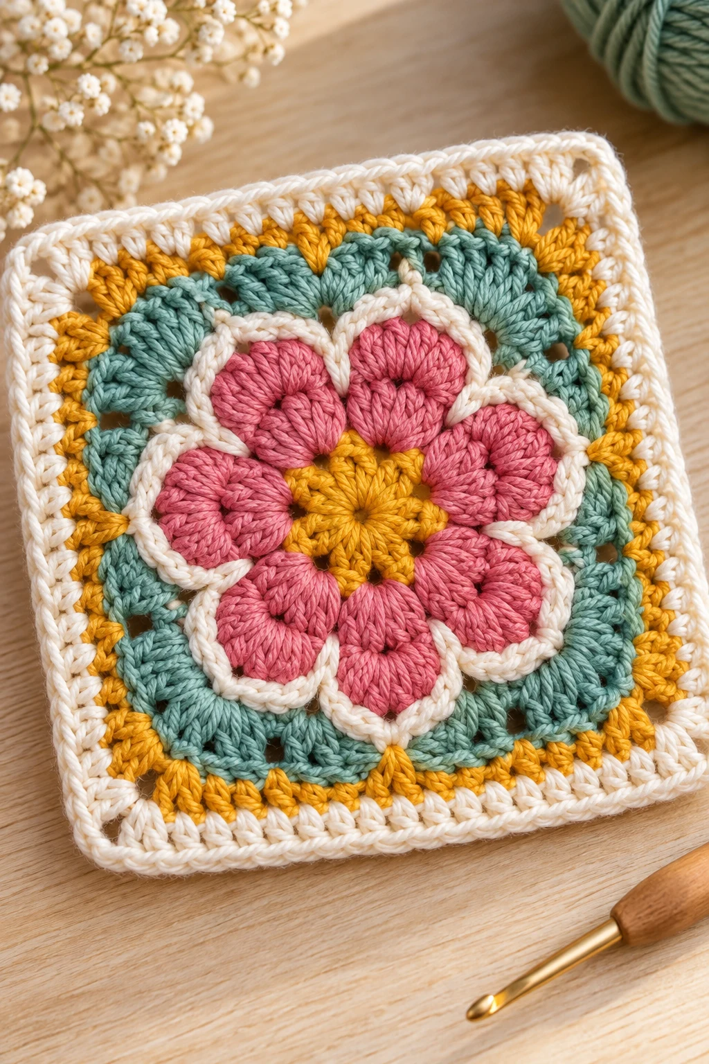 The Bold African Flower Granny Square — free granny square crochet pattern