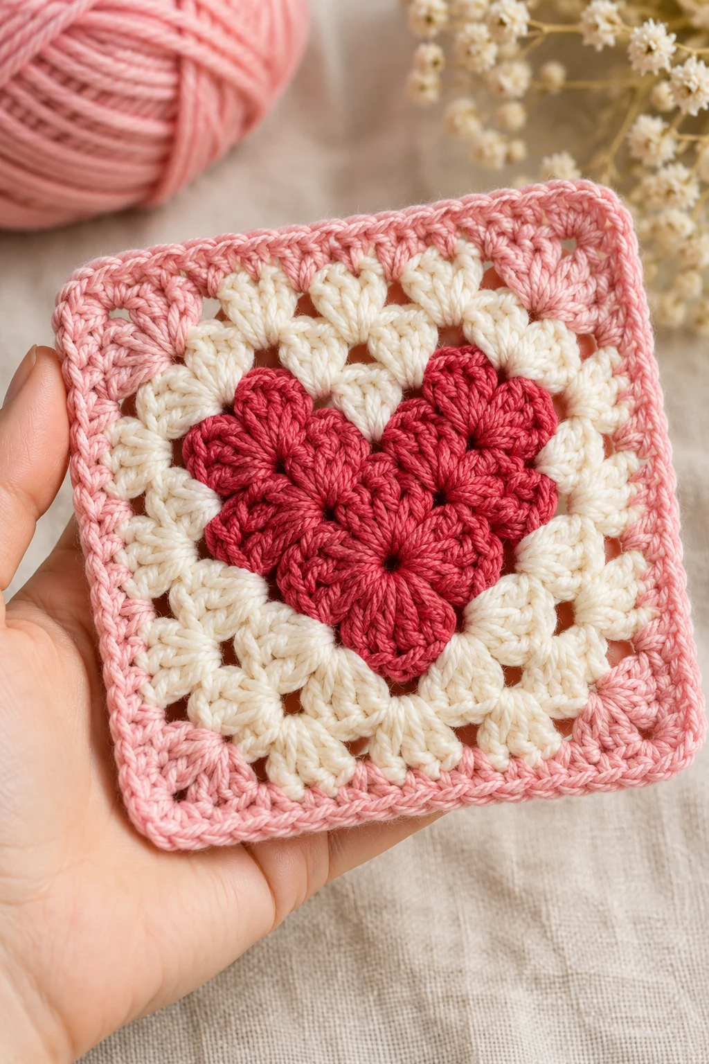 The Romantic Heart Granny Square — free granny square crochet pattern