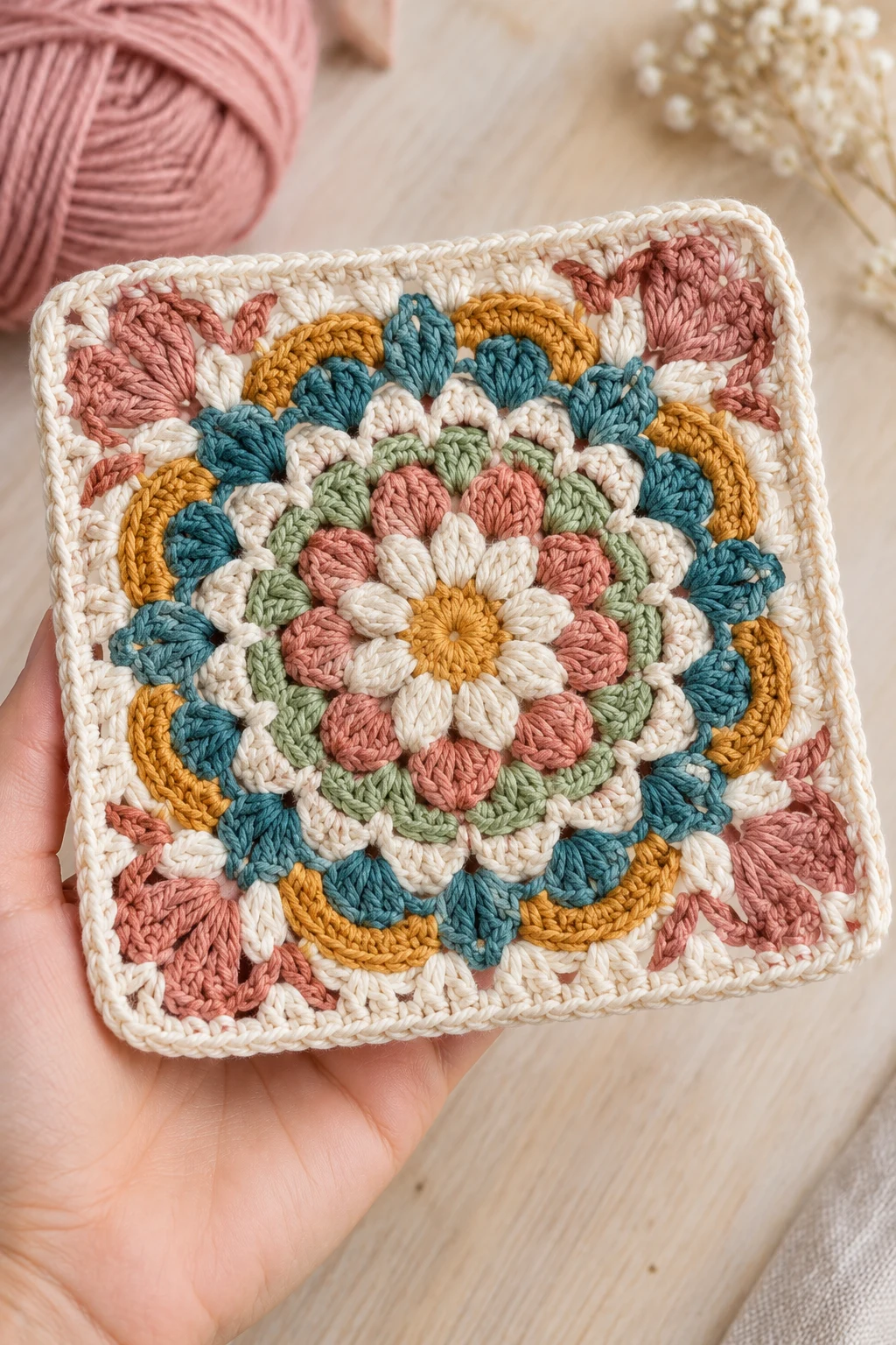 The Boho Mandala Granny Square — free granny square crochet pattern