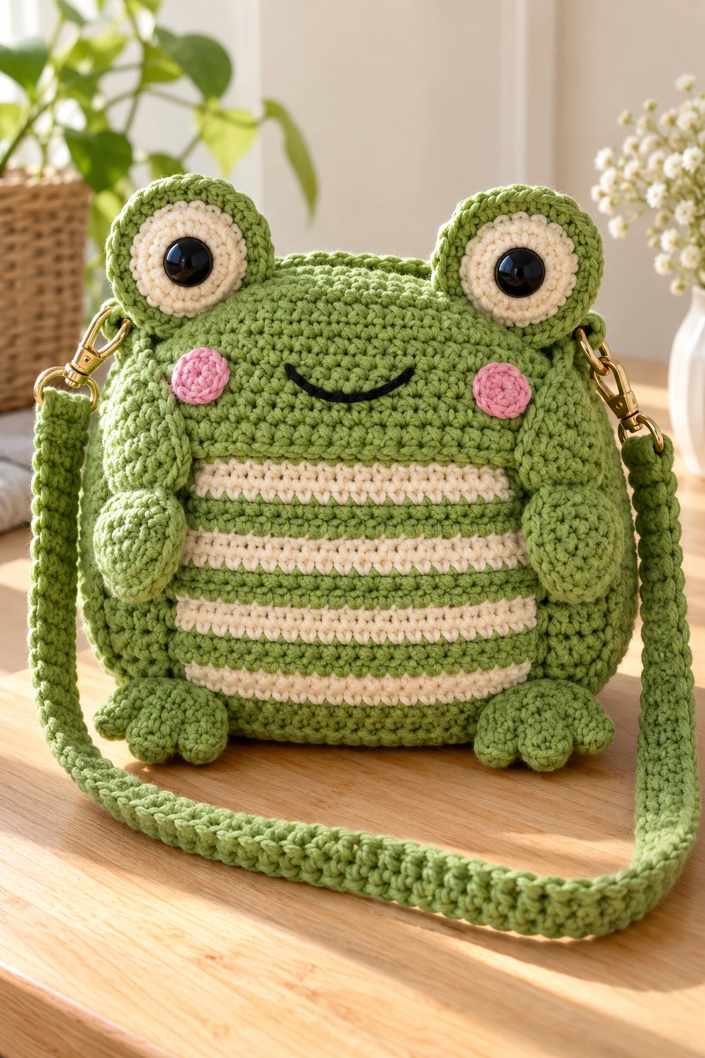 Frog Bag Crochet With a Striped Belly — frog bag crochet