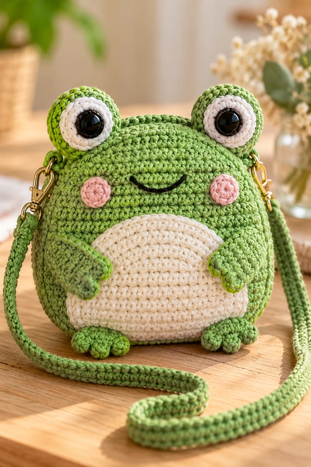 Frog Purse Crochet With 3D Eyes — frog bag crochet