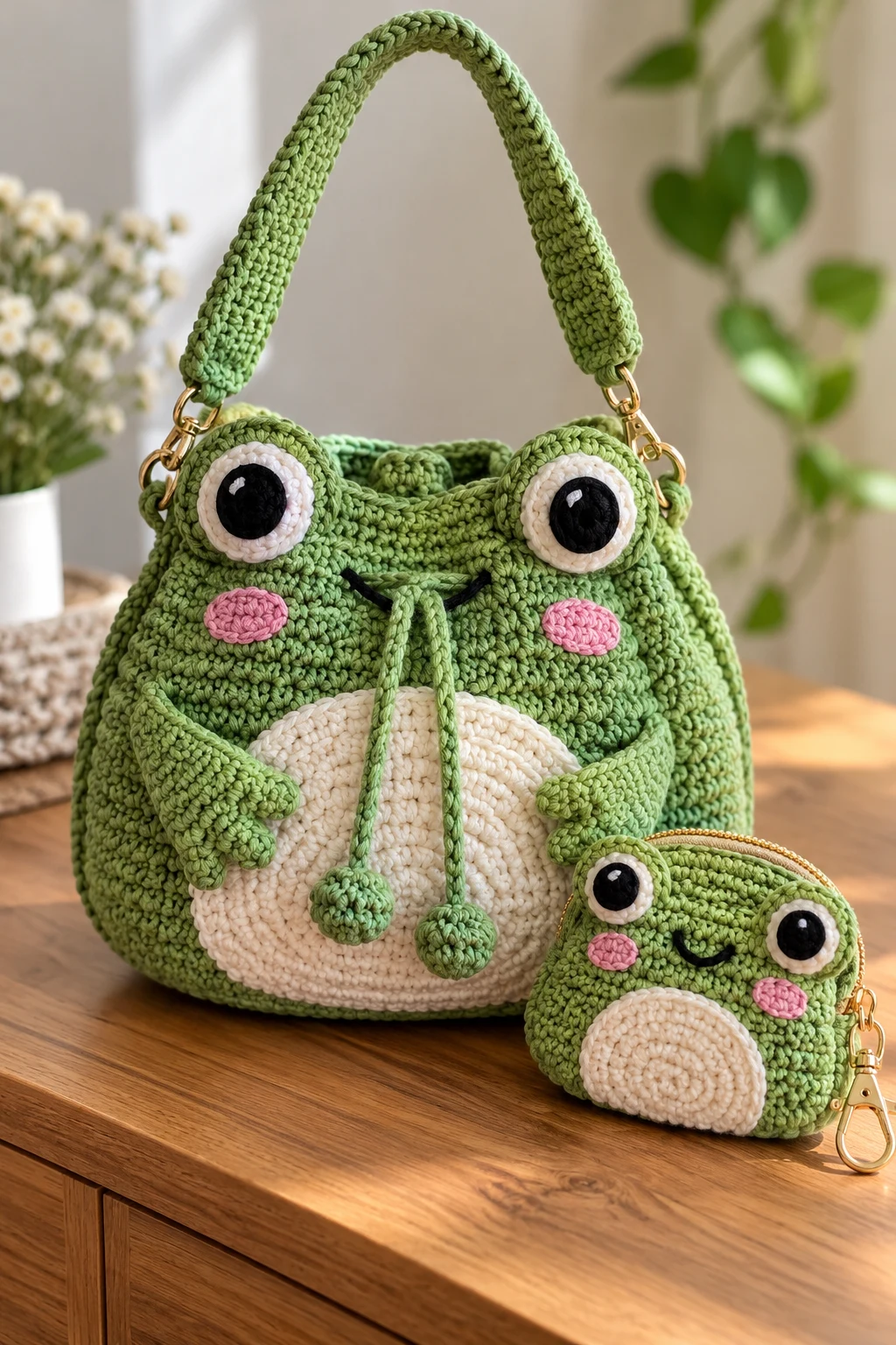 Frog Bag Crochet With a Matching Mini Pouch — frog bag crochet