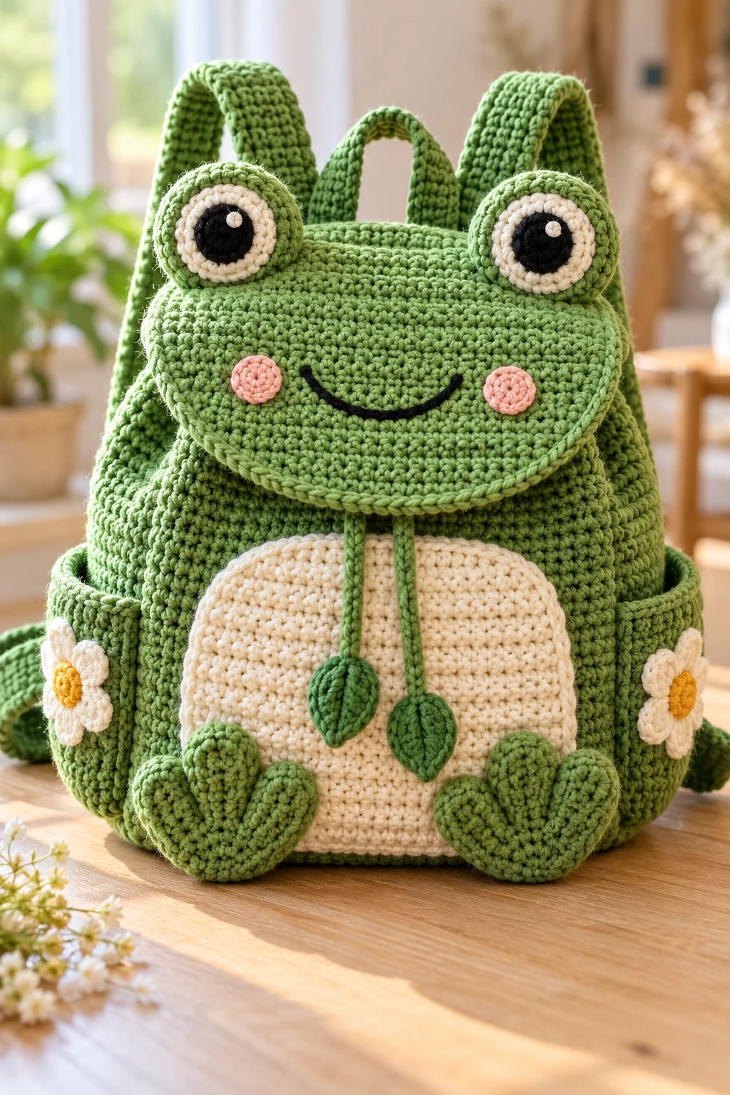 Frog Backpack Crochet for School — frog bag crochet