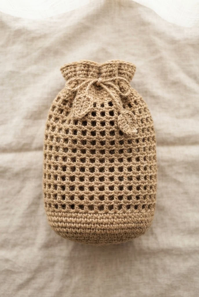 Bohemian Jute Produce Sack — fruit bag crochet