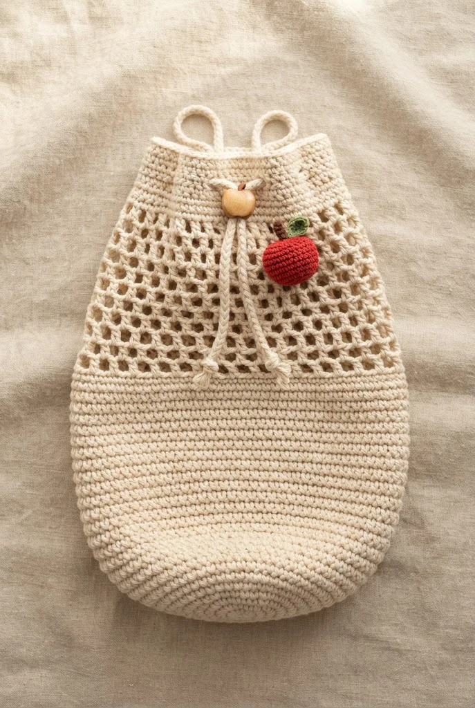 Drawstring Apple Carrier — fruit bag crochet