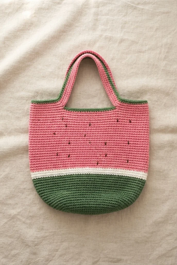 Watermelon Striped Tote — fruit bag crochet
