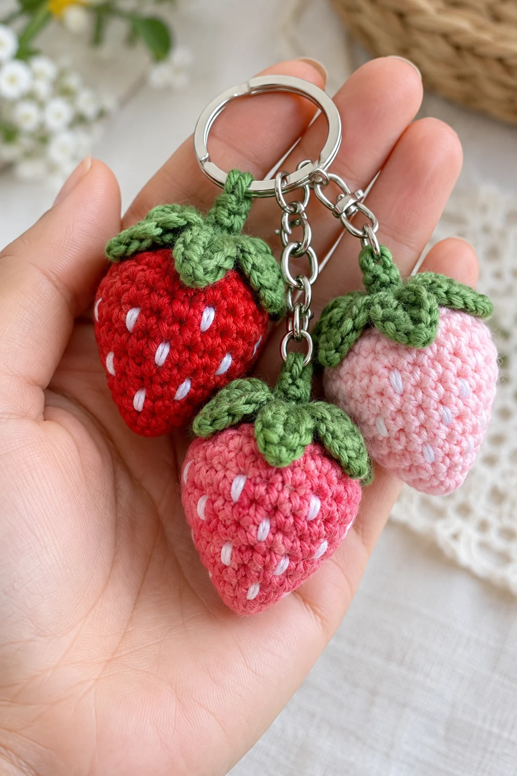 Adorable Crochet Strawberry Keychains — fun crochet projects style outfit