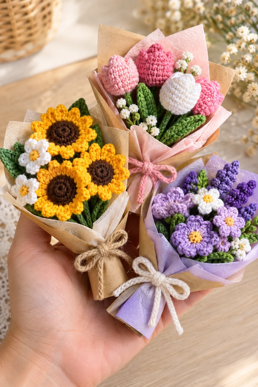 Mini Crochet Flower Bouquets — fun crochet projects style outfit