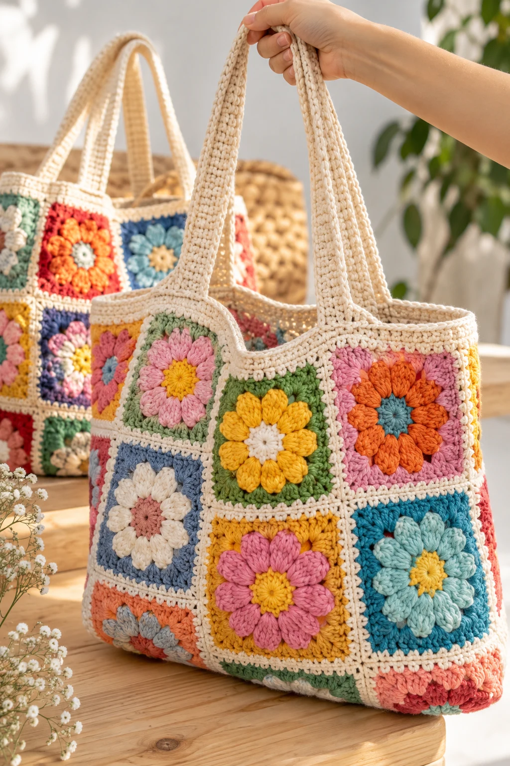 Colorful Granny Square Tote Bags — fun crochet projects style outfit