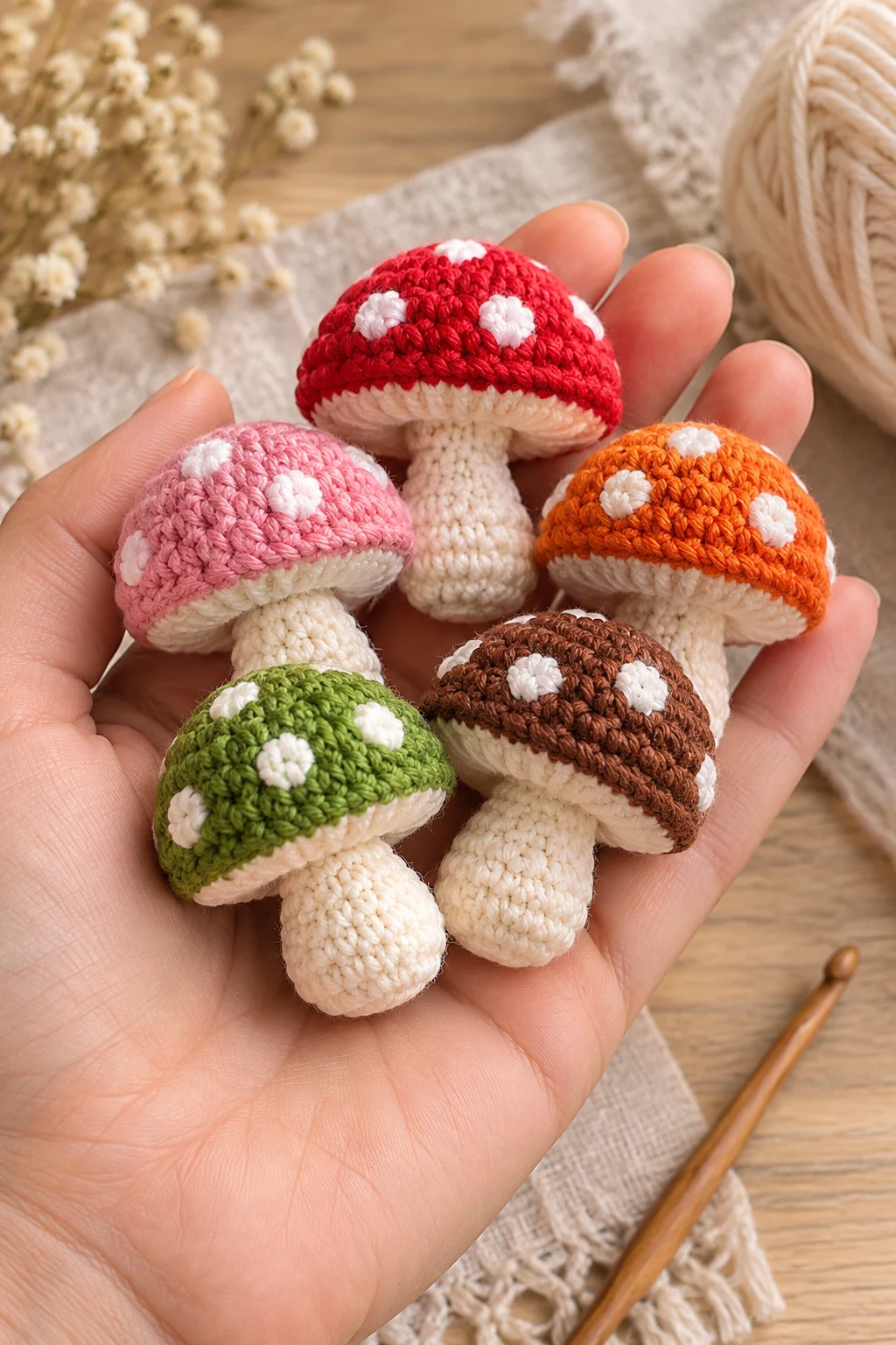 Mini Crochet Mushroom Decorations — fun crochet projects style outfit