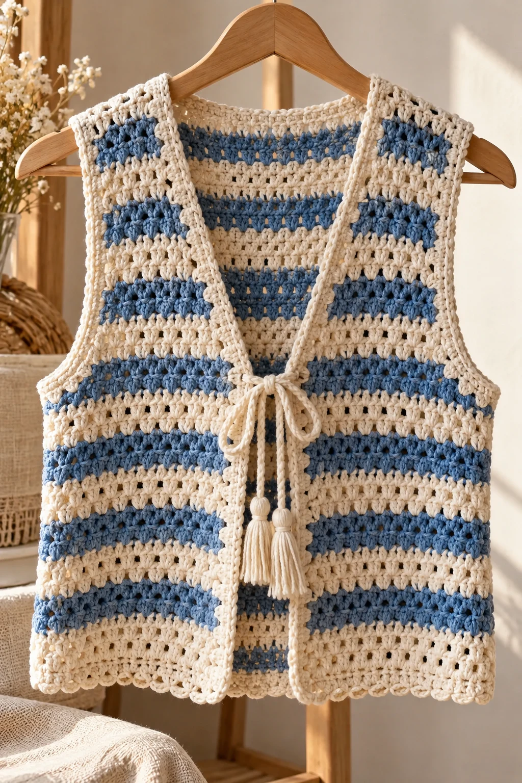 Striped Crochet Gilet — gilet crochet style outfit