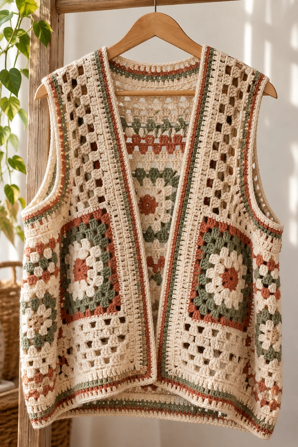 Oversized Relaxed Crochet Vest — gilet crochet style outfit