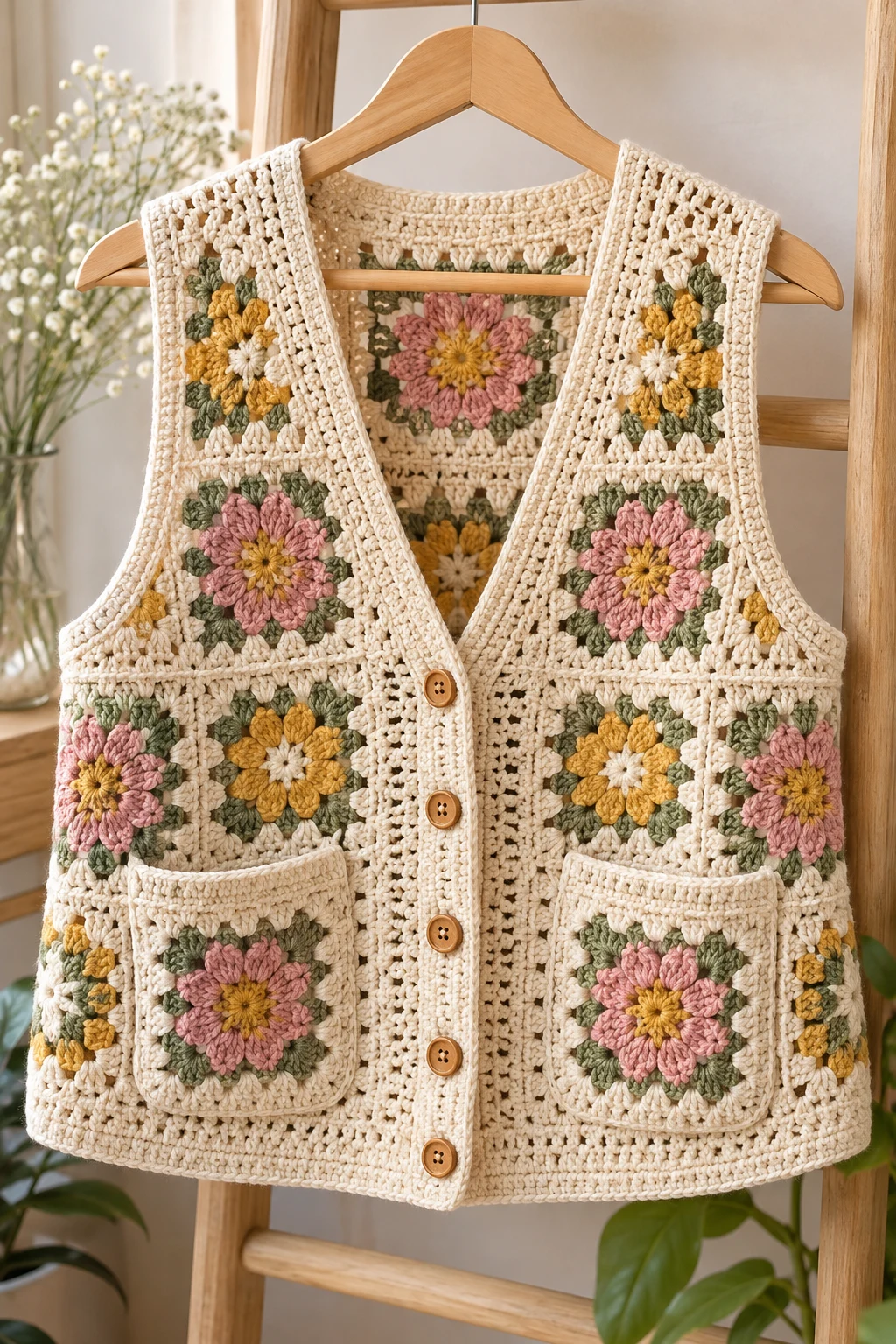 Sleeveless Crochet Vest With Pockets — gilet crochet style outfit