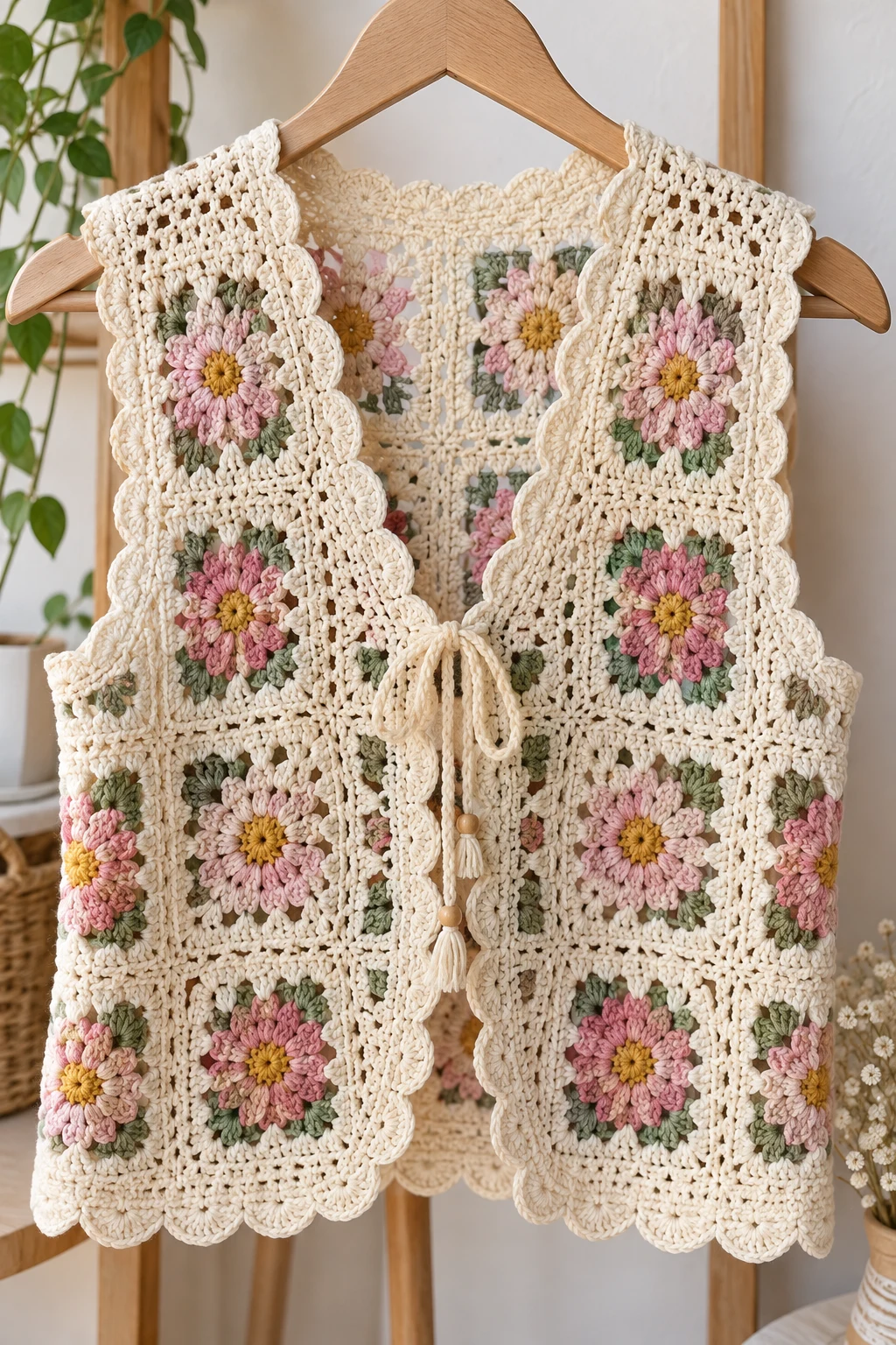 Crochet Vest With Scalloped Edges — gilet crochet style outfit