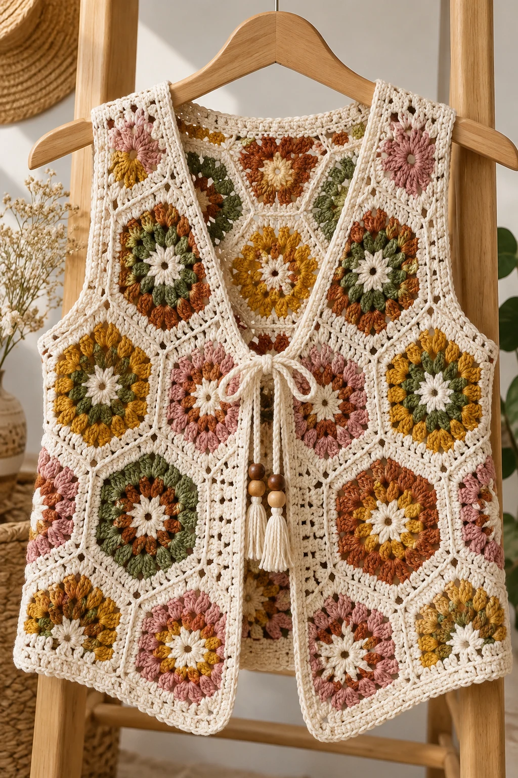 Hexagon Crochet Gilet — gilet crochet style outfit
