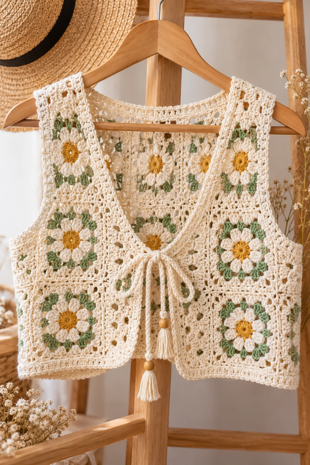 Cropped Summer Crochet Vest — gilet crochet style outfit