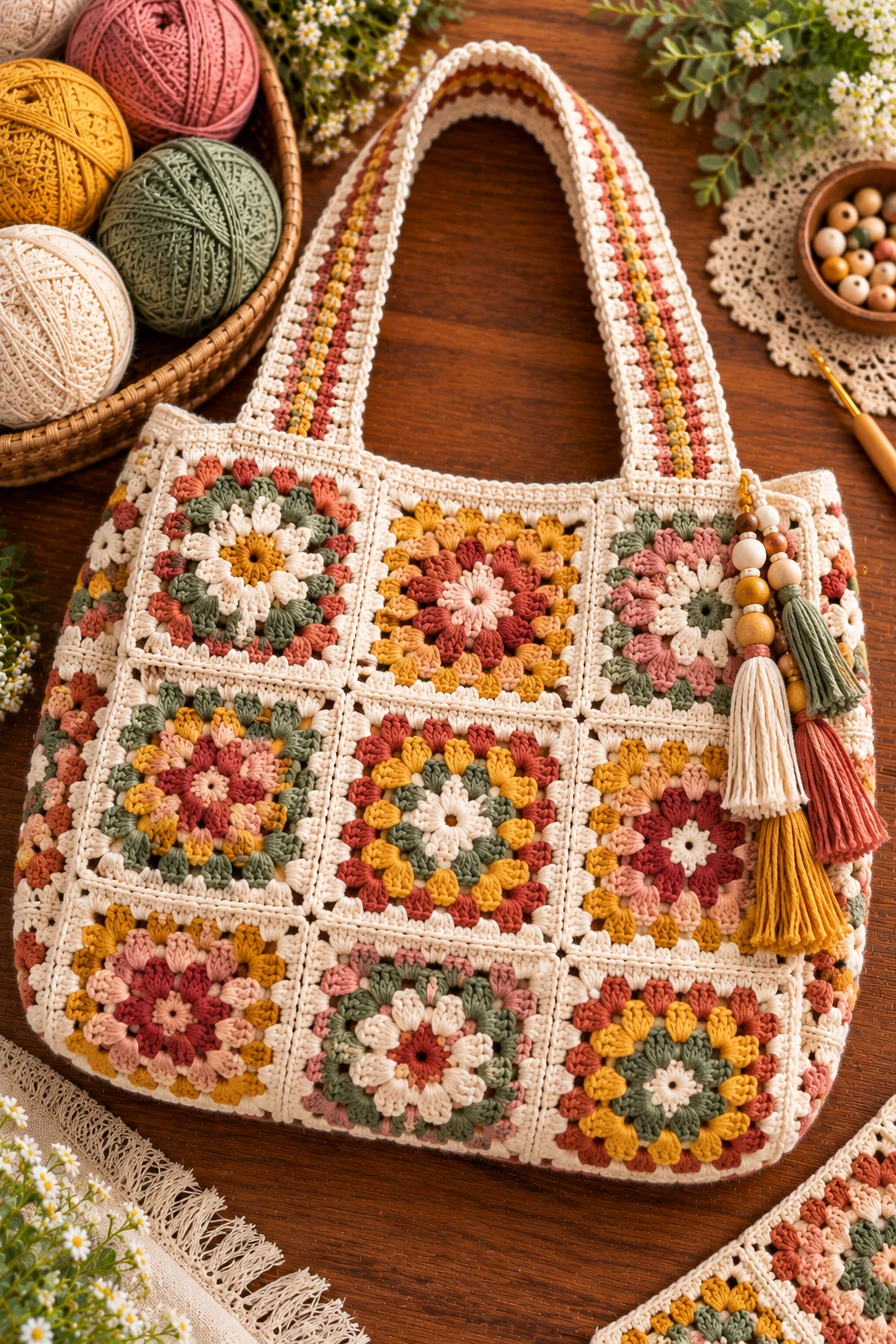 Classic Colorful Granny Square Crochet Bag Pattern — granny square crochet bag pattern style outfit