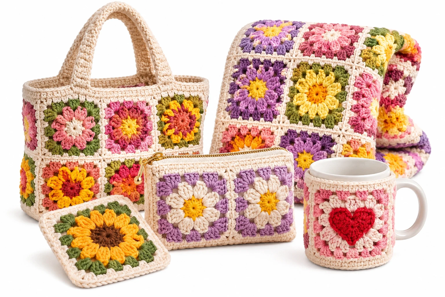 Shop: granny square crochet pattern beginner gift ideas
