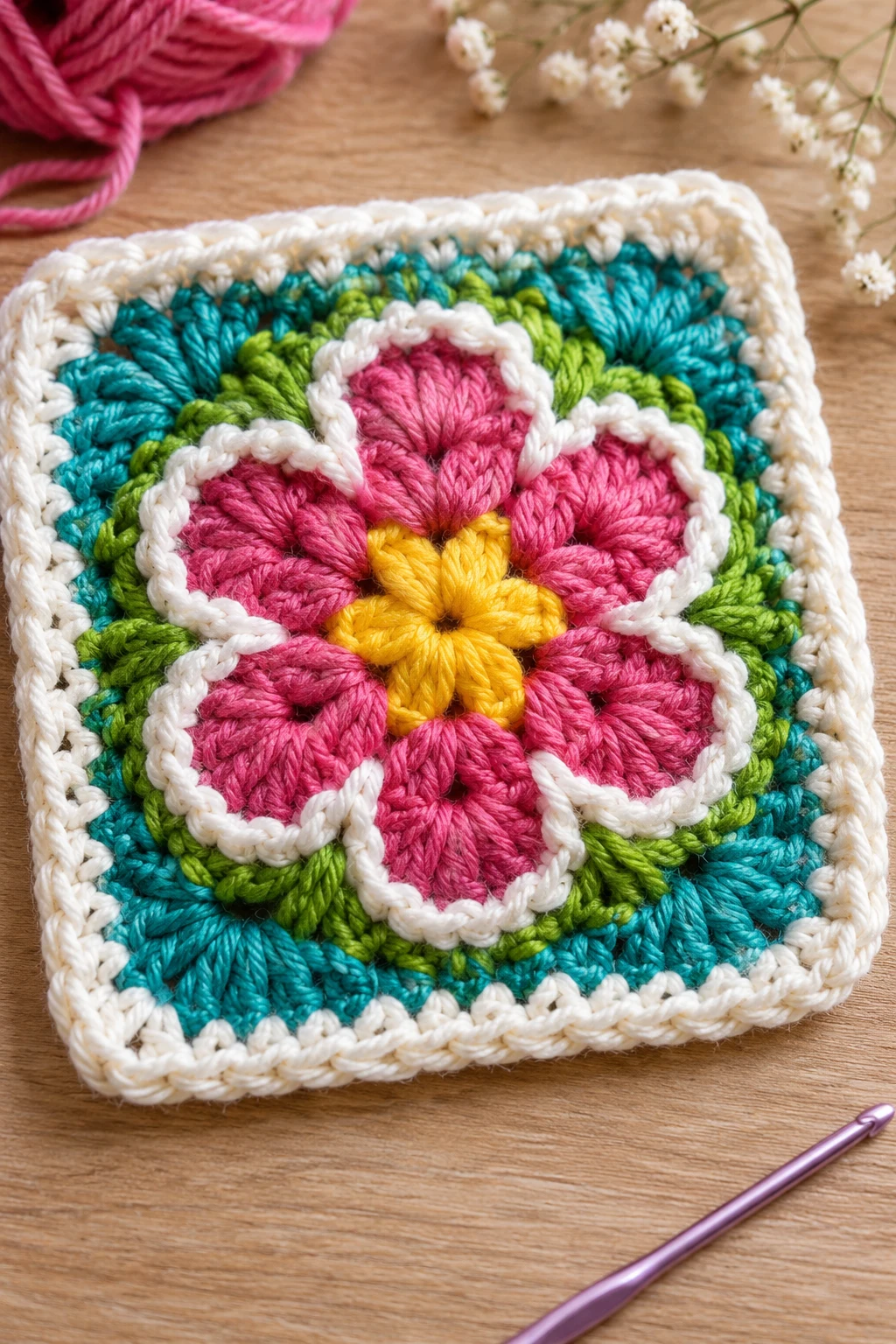 The Bold African Flower Granny Square — granny square crochet pattern beginner