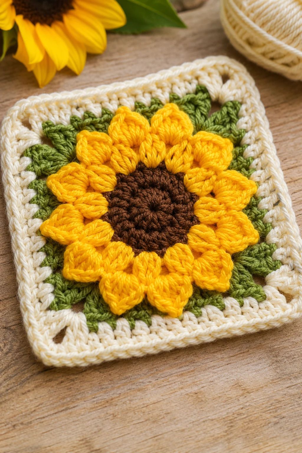 The Sunny Sunflower Granny Square — granny square crochet pattern beginner