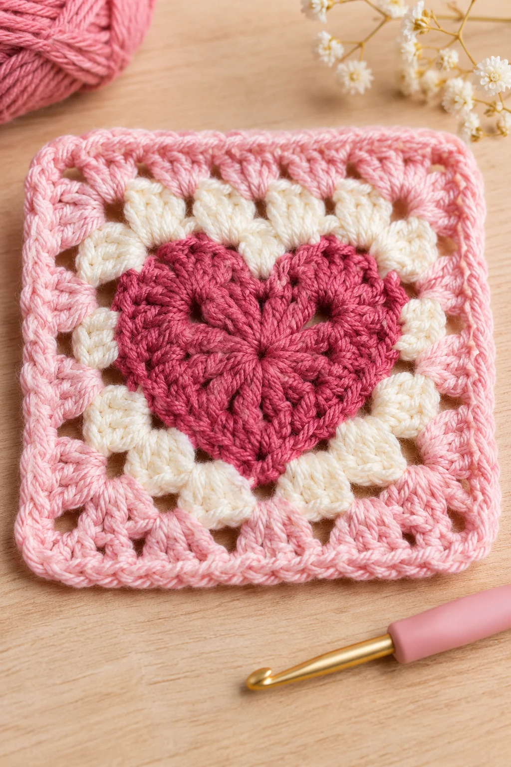 The Romantic Heart Granny Square — granny square crochet pattern beginner