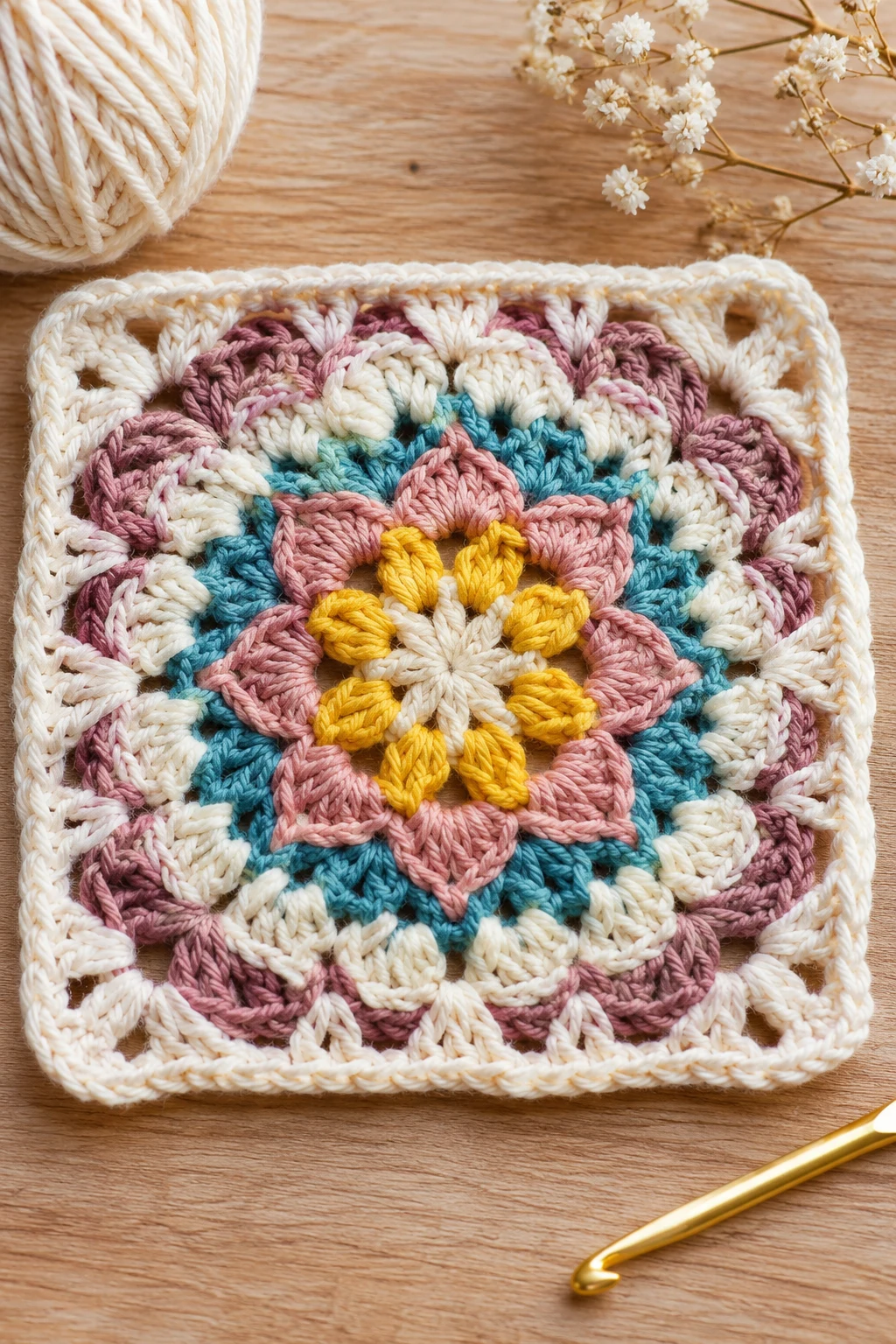 The Boho Mandala Granny Square — granny square crochet pattern beginner