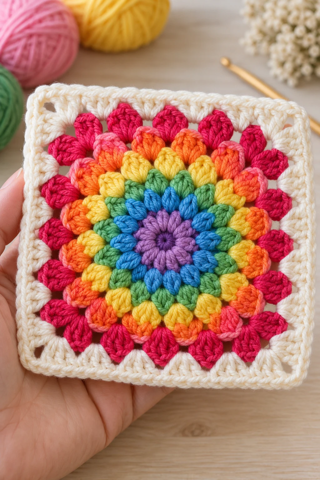 The Rainbow Burst Granny Square — granny square crochet pattern diagram