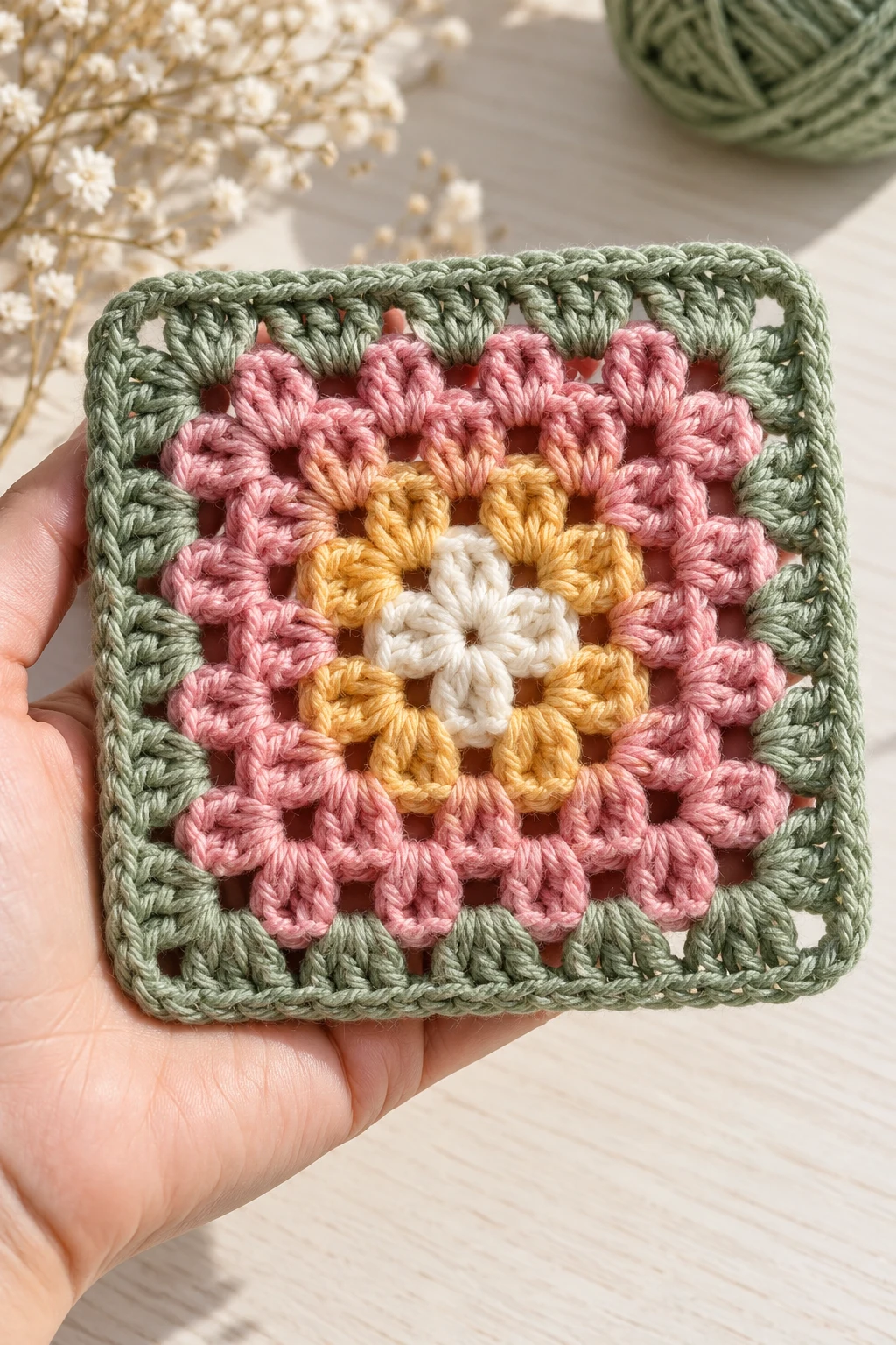 The Textured Waffle Granny Square — granny square crochet pattern diagram