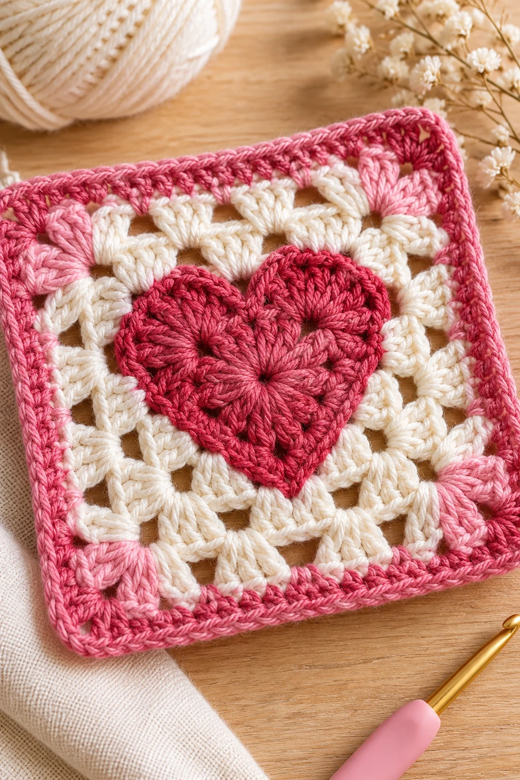 The Romantic Heart Granny Square Crochet Pattern Diagram — granny square crochet pattern diagram