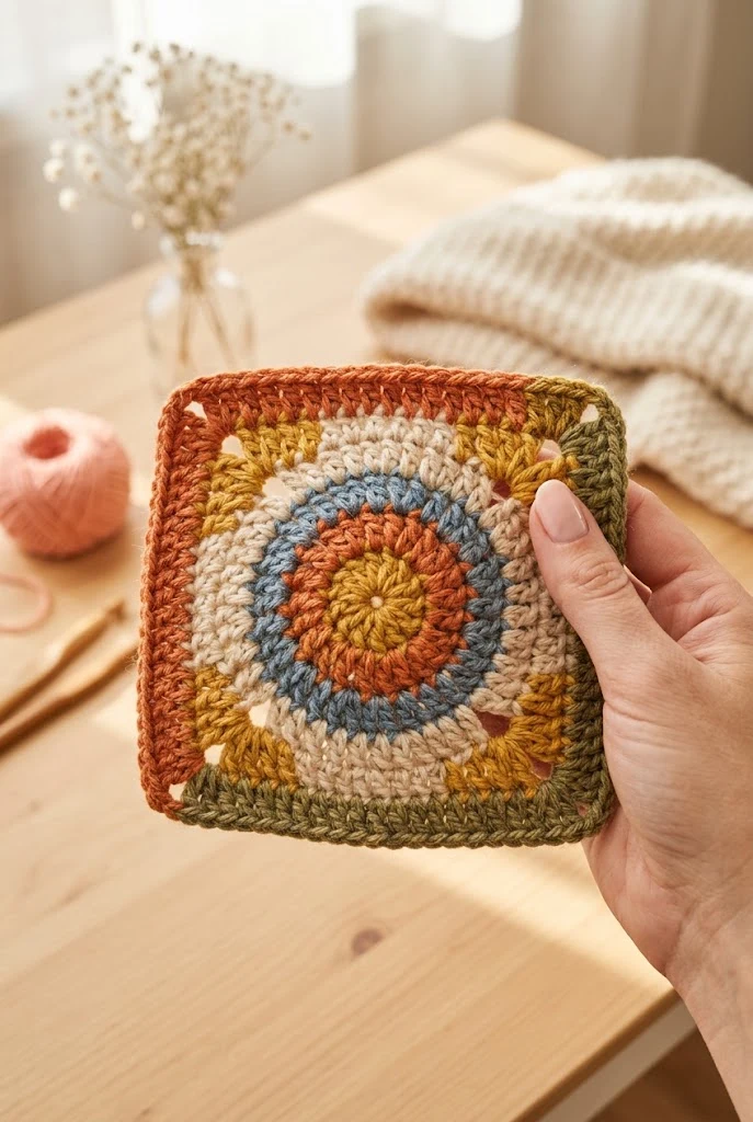 Traditional Circle-to-Square Block — granny square crochet pattern