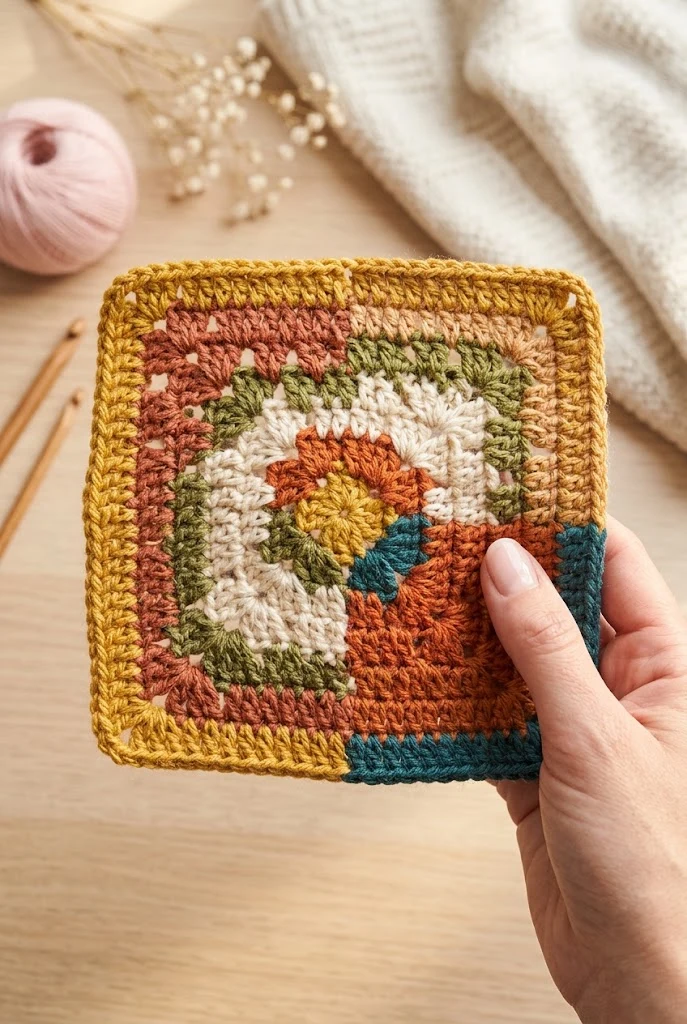 Intarsia Colorblock Square — granny square crochet pattern