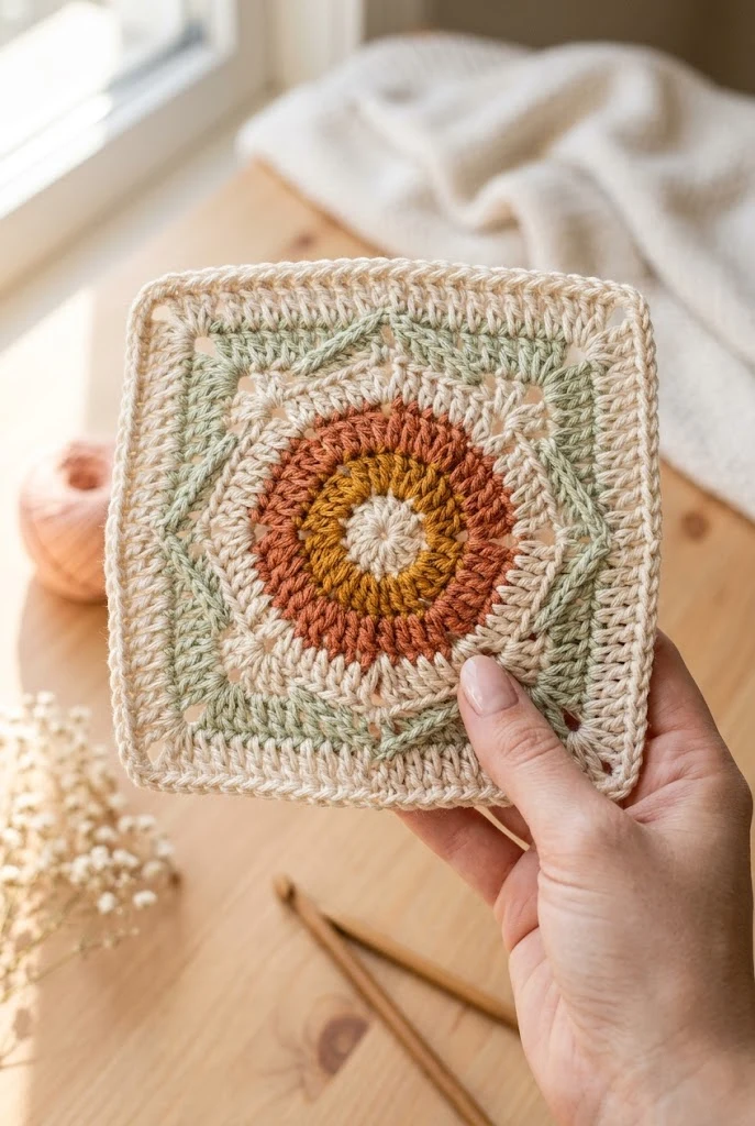 Geometric Hexagon-in-a-Square — granny square crochet pattern