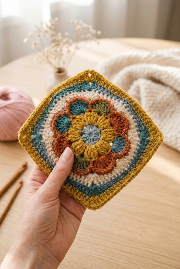 Modern African Flower Square — granny square crochet pattern